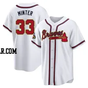 A.J. Minter Youth Atlanta Braves Gold Replica White 2022 Program Jersey