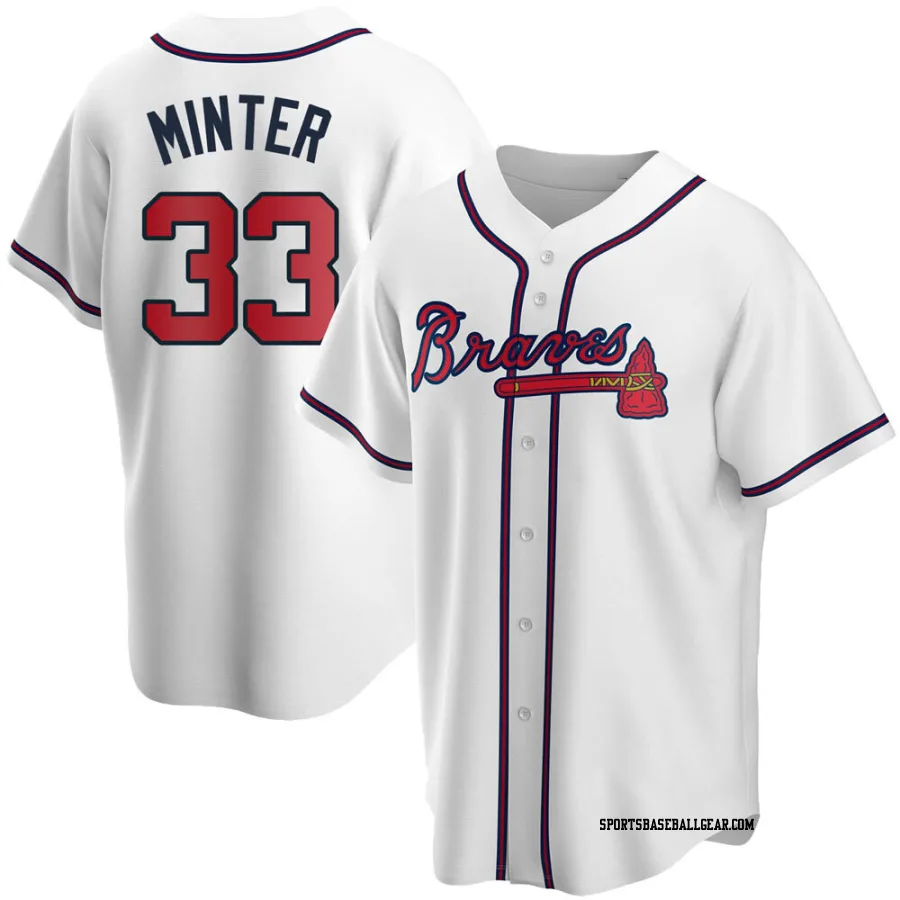 A.J. Minter Youth Atlanta Braves White Replica Home Jersey