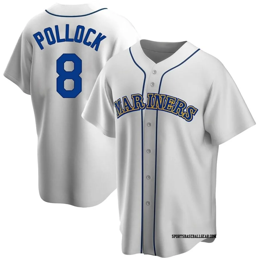 AJ Pollock Men's Seattle Mariners White Replica Home Cooperstown Collection Jersey