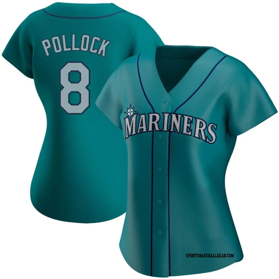 AJ Pollock Women's Seattle Mariners Aqua Authentic Alternate Jersey