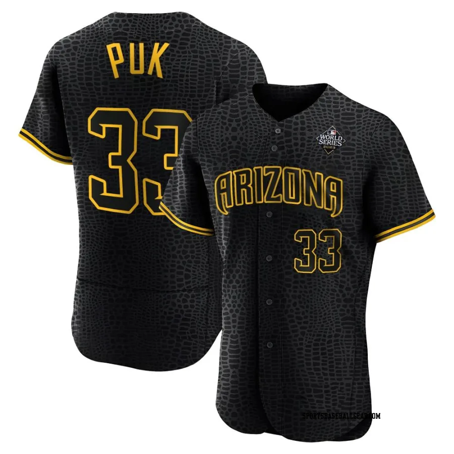 A.J. Puk Men's Arizona Diamondbacks Black Authentic Snake Skin City 2023 World Series Jersey