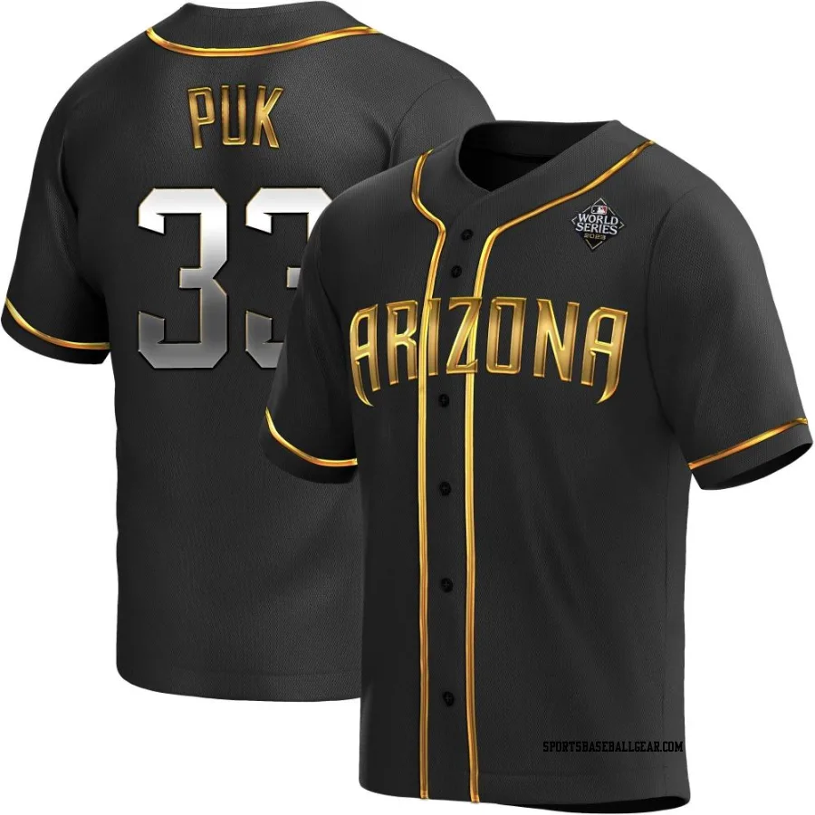 A.J. Puk Men's Arizona Diamondbacks Black Golden Replica Alternate 2023 World Series Jersey