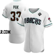 A.J. Puk Men's Arizona Diamondbacks White Authentic Teal Alternate 2023 World Series Jersey