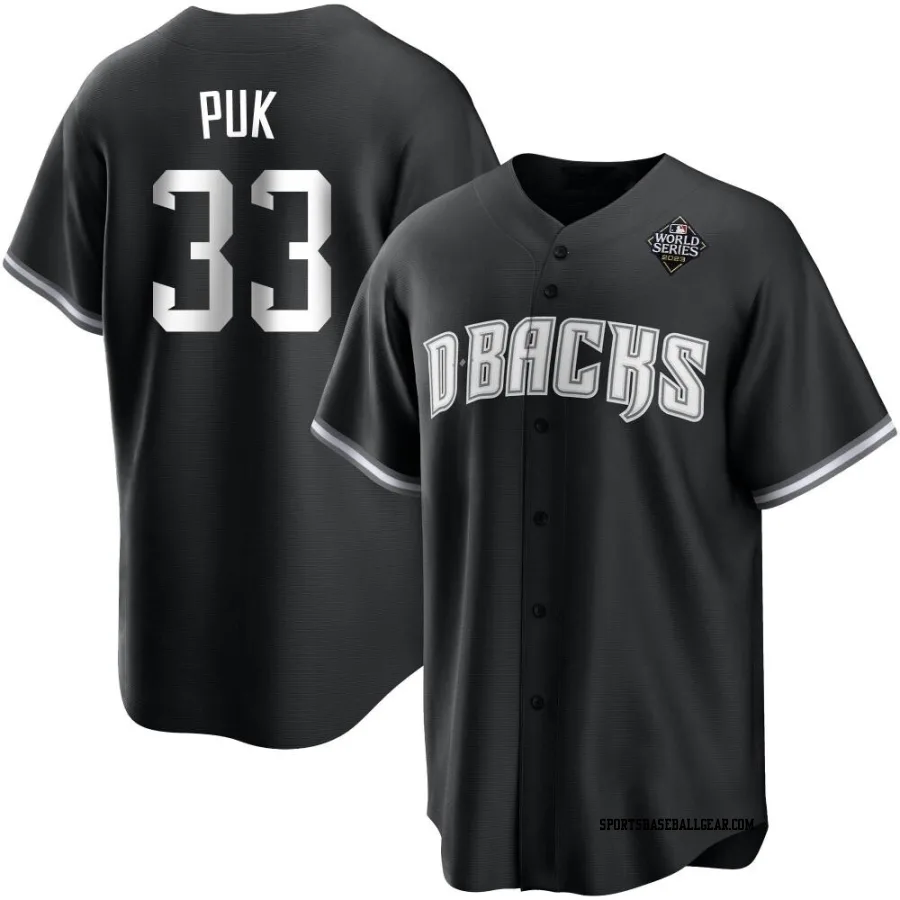 A.J. Puk Men's Arizona Diamondbacks White Replica Black 2023 World Series Jersey