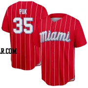 A.J. Puk Men's Miami Marlins Red Replica 2021 City Connect Jersey