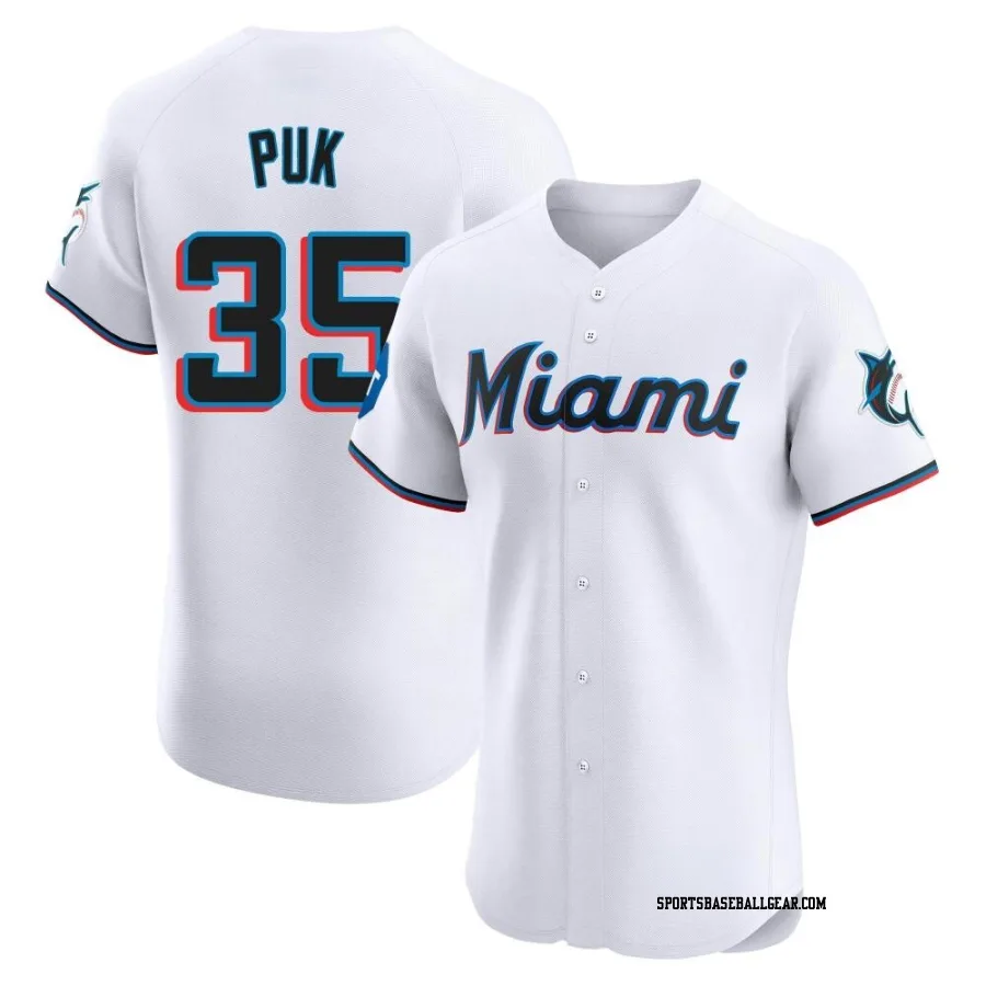 A.J. Puk Men's Miami Marlins White Elite Home Patch Jersey