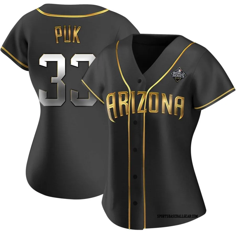 A.J. Puk Women's Arizona Diamondbacks Black Golden Replica Alternate 2023 World Series Jersey