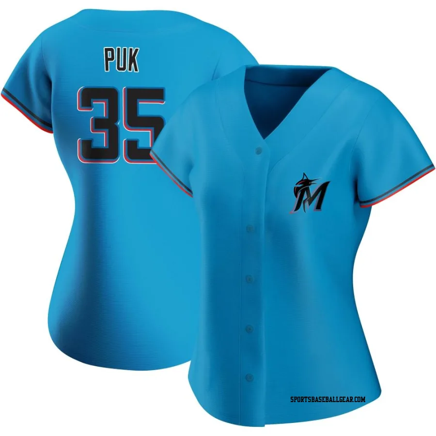 A.J. Puk Women's Miami Marlins Blue Authentic Alternate Jersey