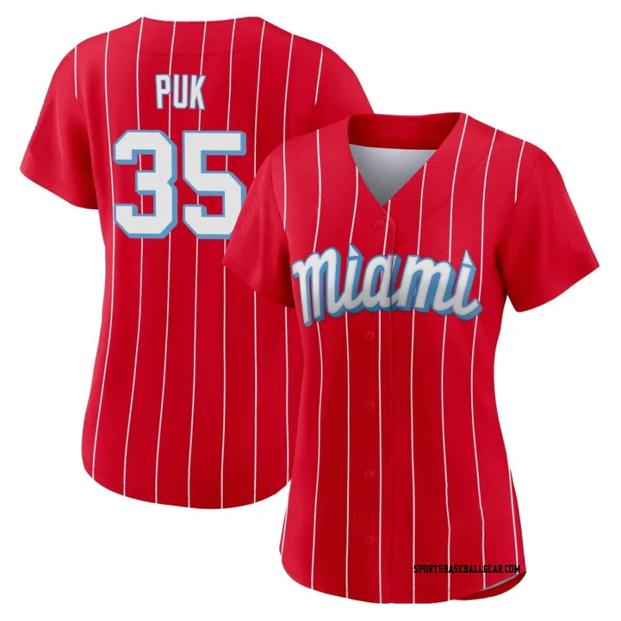 A.J. Puk Women's Miami Marlins Red Authentic 2021 City Connect Jersey