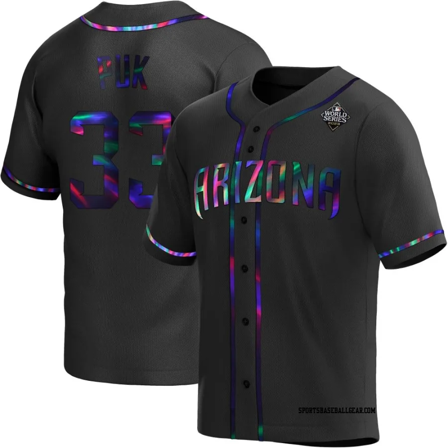 A.J. Puk Youth Arizona Diamondbacks Black Holographic Replica Alternate 2023 World Series Jersey