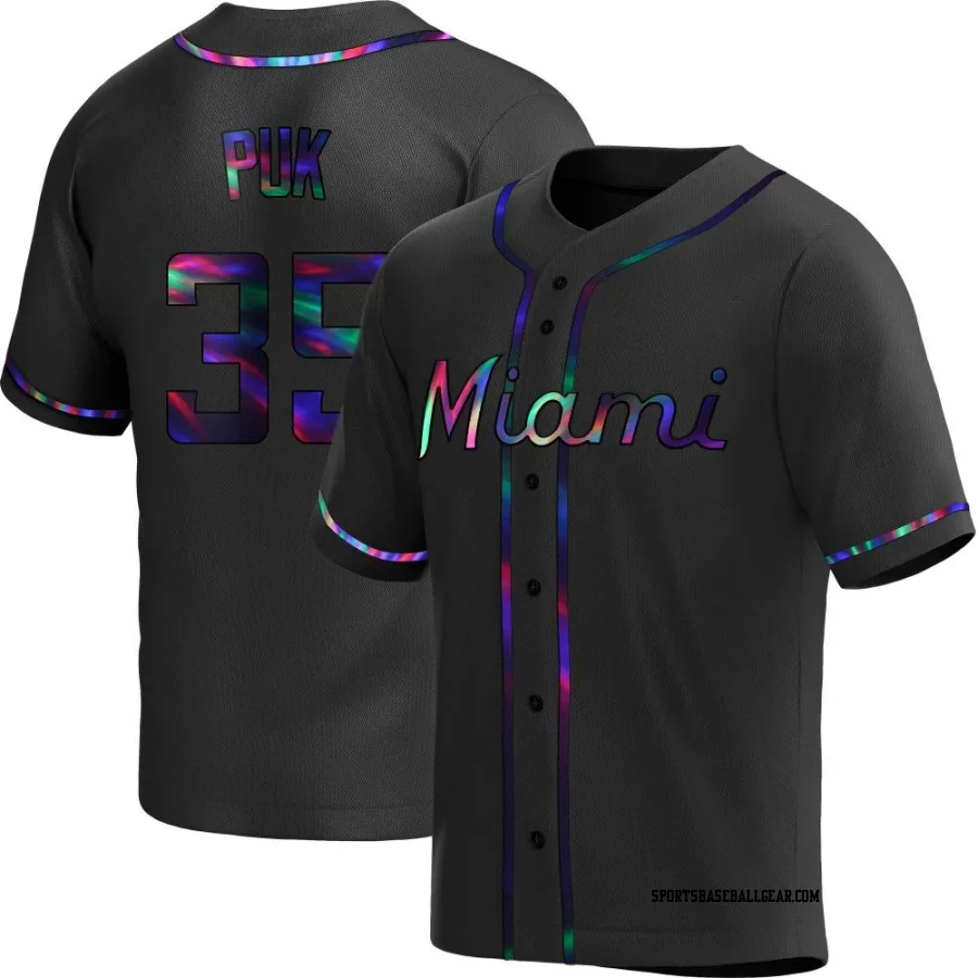 A.J. Puk Youth Miami Marlins Black Holographic Replica Alternate Jersey