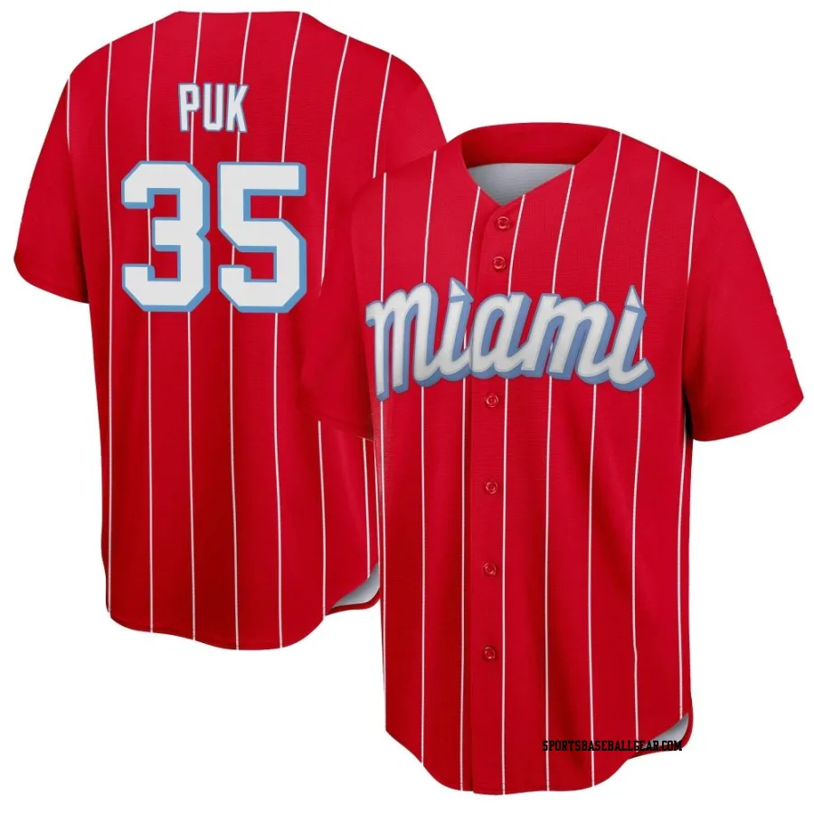 A.J. Puk Youth Miami Marlins Red Replica 2021 City Connect Jersey