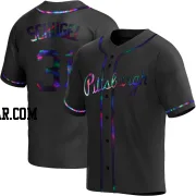 A.J. Schugel Men's Pittsburgh Pirates Black Holographic Replica Alternate Jersey