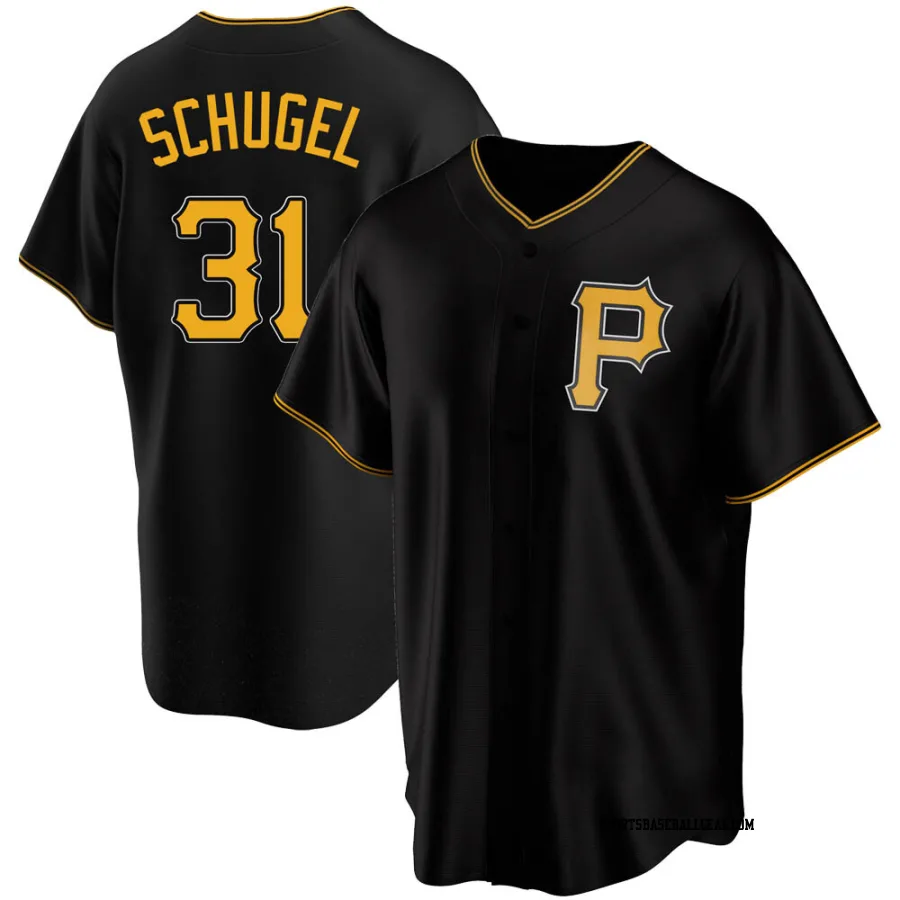 A.J. Schugel Men's Pittsburgh Pirates Black Replica Alternate Jersey