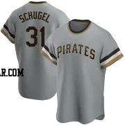 A.J. Schugel Men's Pittsburgh Pirates Gray Replica Road Cooperstown Collection Jersey