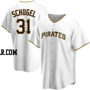 A.J. Schugel Men's Pittsburgh Pirates White Replica Home Jersey