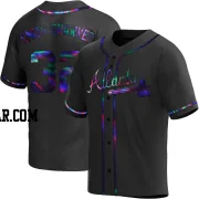 AJ Smith-Shawver Men's Atlanta Braves Black Holographic Replica Alternate Jersey