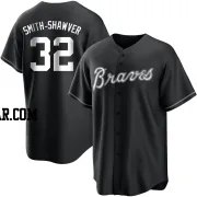 AJ Smith-Shawver Men's Atlanta Braves Black/White Replica Jersey