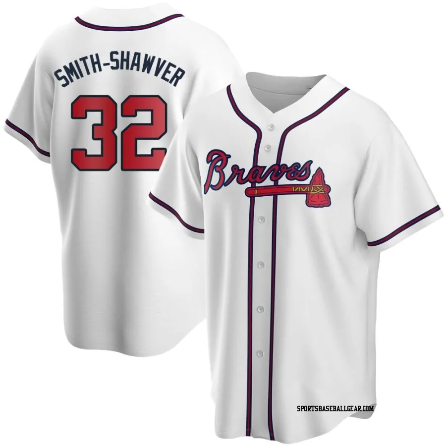 AJ Smith-Shawver Men's Atlanta Braves White Replica Home Jersey