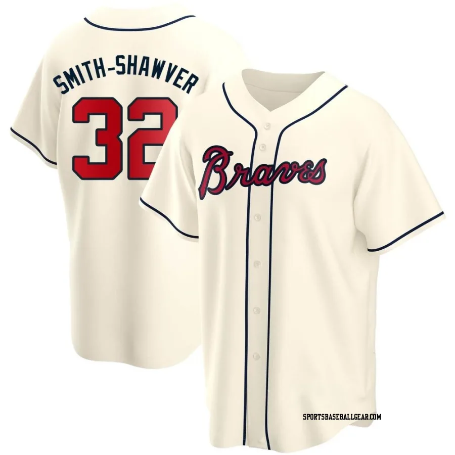 AJ Smith-Shawver Youth Atlanta Braves Cream Replica Alternate Jersey