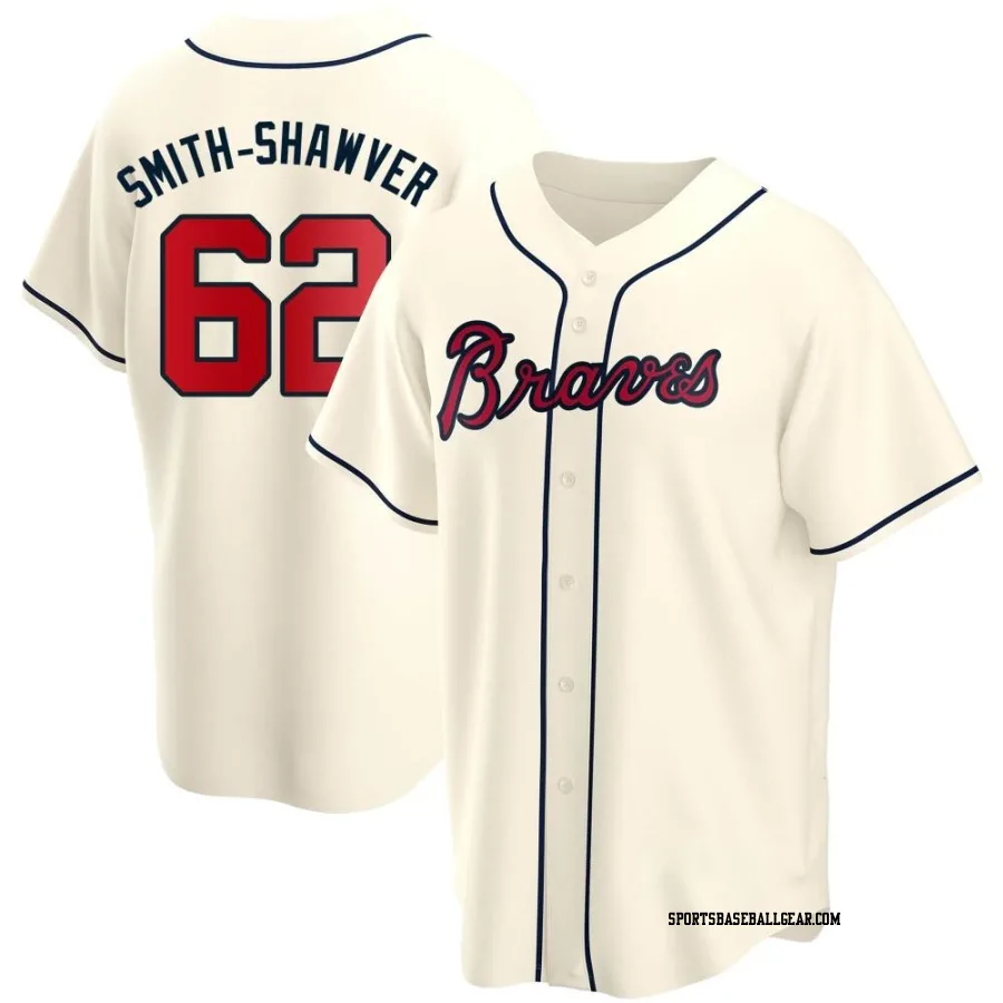 AJ Smith-Shawver Youth Atlanta Braves Cream Replica Alternate Jersey