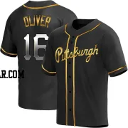 Al Oliver Men's Pittsburgh Pirates Black Golden Replica Alternate Jersey