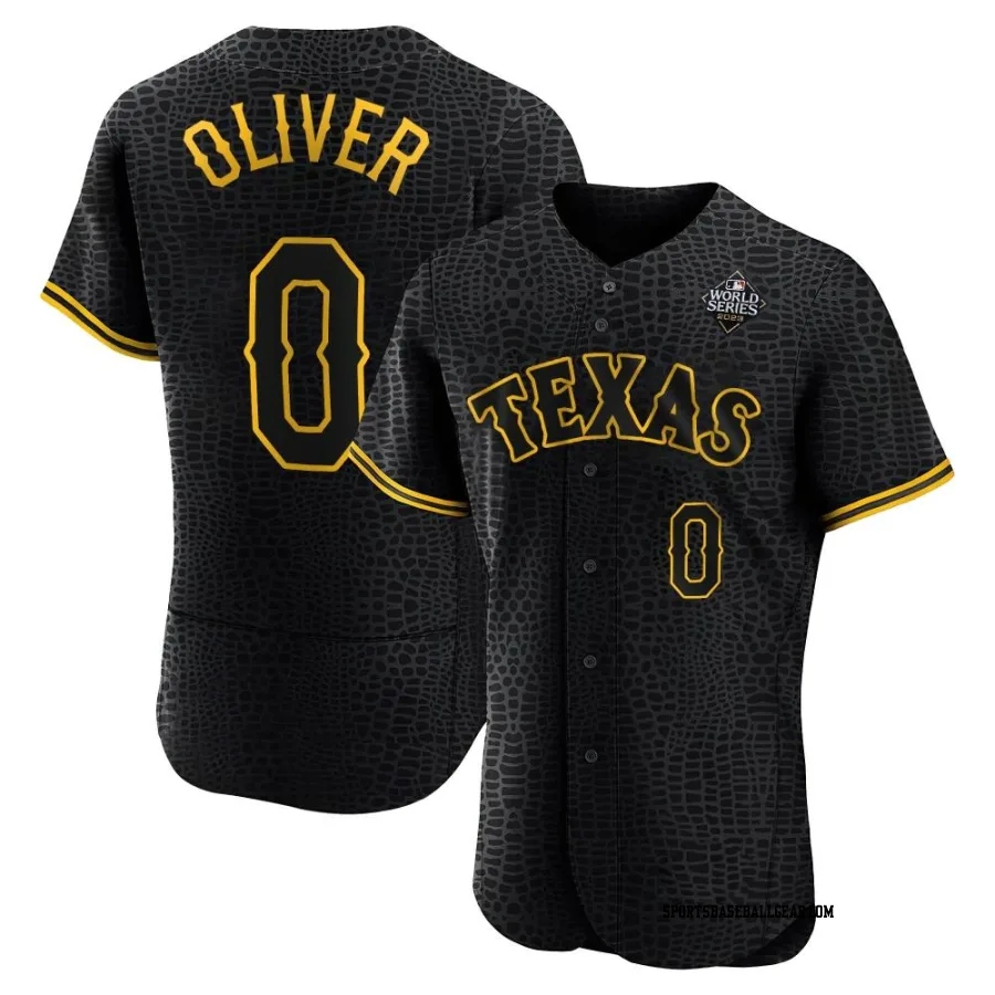 Al Oliver Men's Texas Rangers Black Authentic Snake Skin City 2023 World Series Jersey