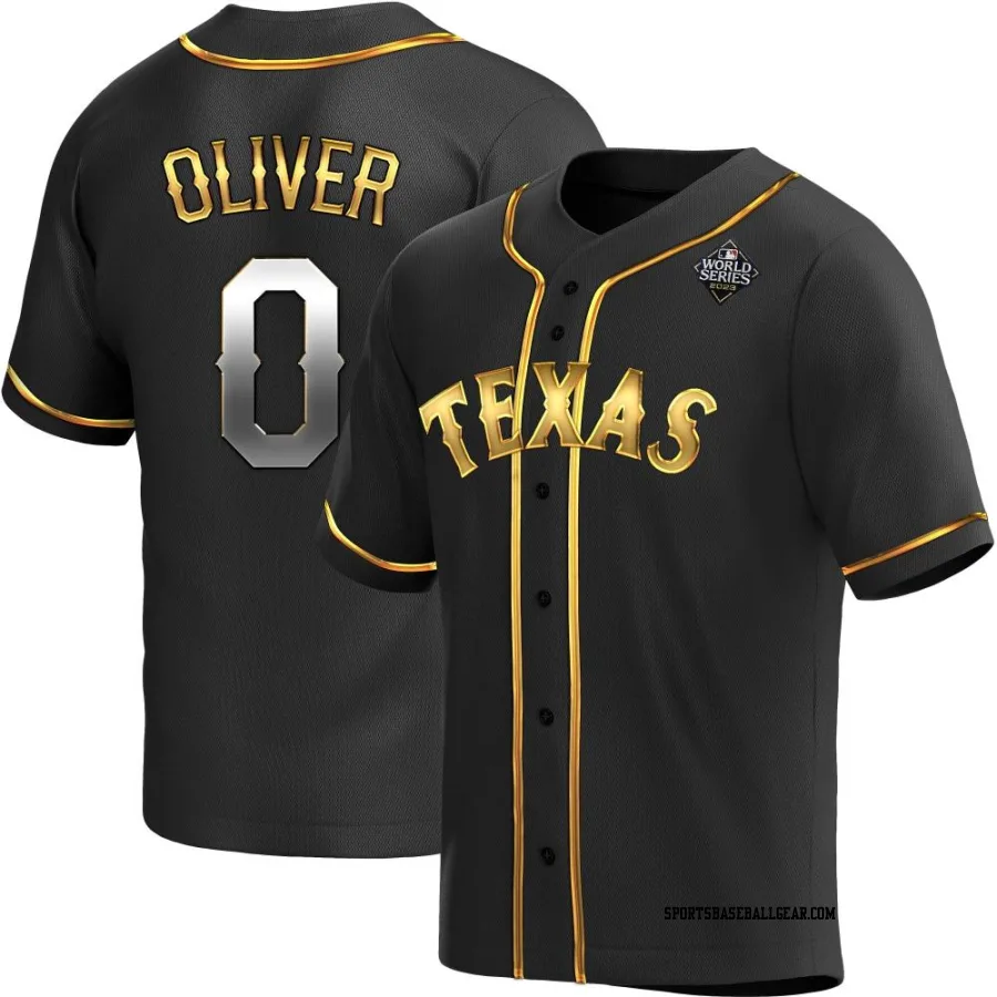 Al Oliver Men's Texas Rangers Black Golden Replica Alternate 2023 World Series Jersey