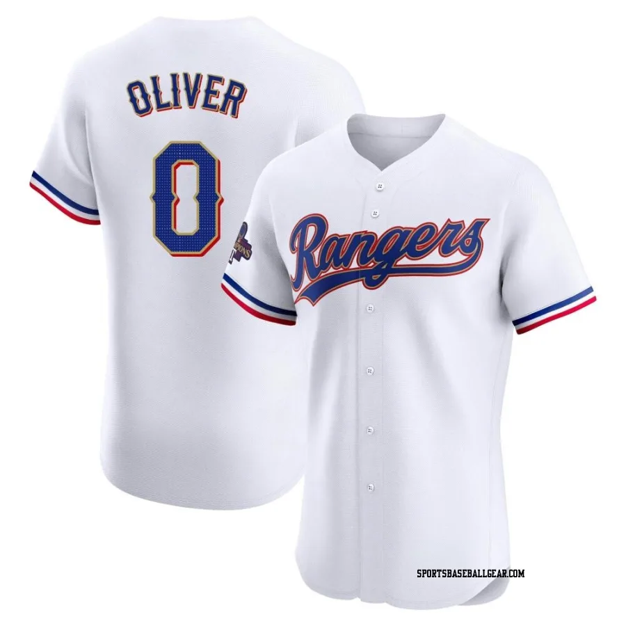 Al Oliver Men's Texas Rangers Gold Elite White 2024 Collection Jersey