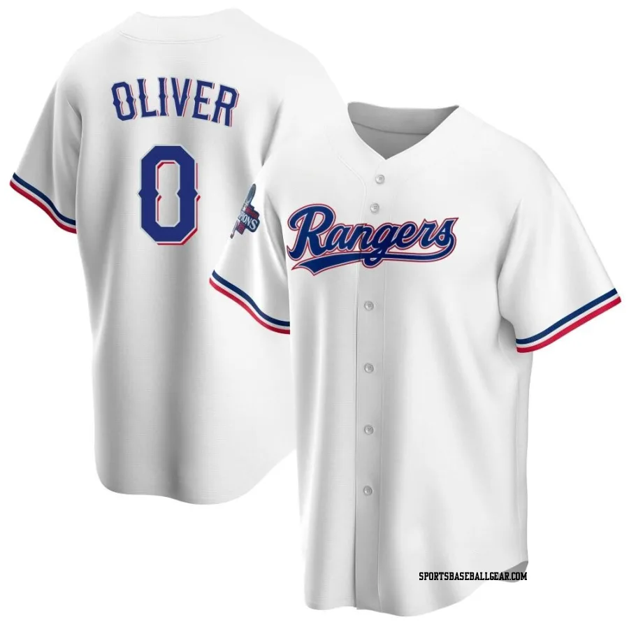 Al Oliver Men's Texas Rangers White Replica Home 2023 World Series Champions Jersey