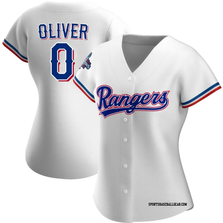 Al Oliver Women's Texas Rangers White Replica Home 2023 World Series Champions Jersey