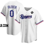 Al Oliver Youth Texas Rangers White Replica Home 2023 World Series Jersey