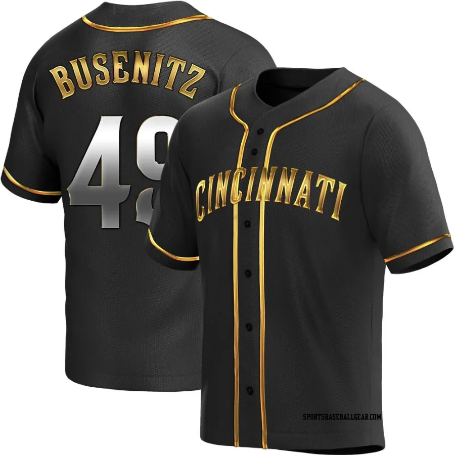 Alan Busenitz Men's Cincinnati Reds Black Golden Replica Alternate Jersey