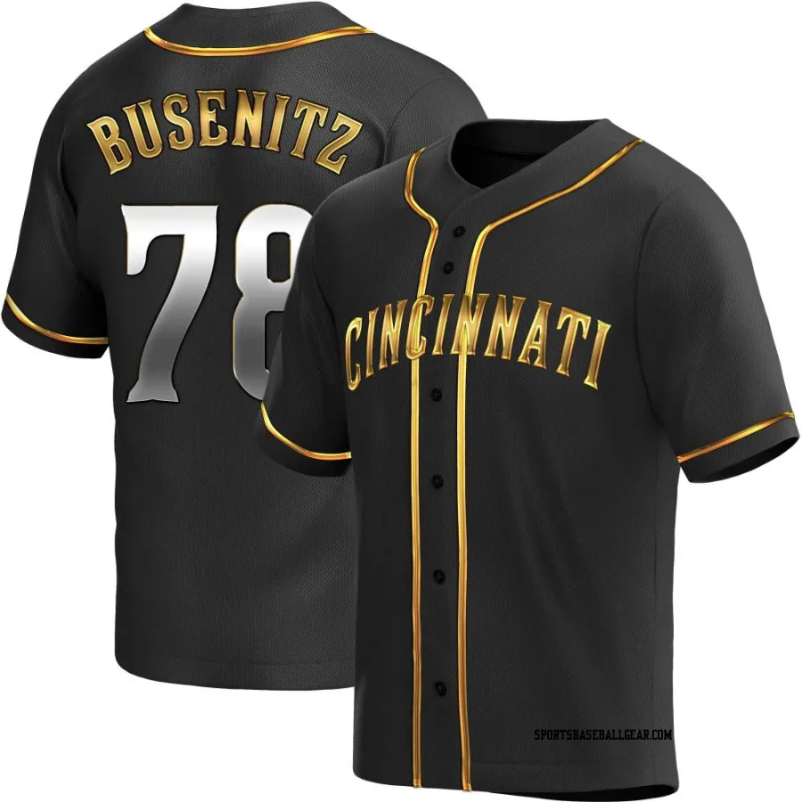 Alan Busenitz Men's Cincinnati Reds Black Golden Replica Alternate Jersey