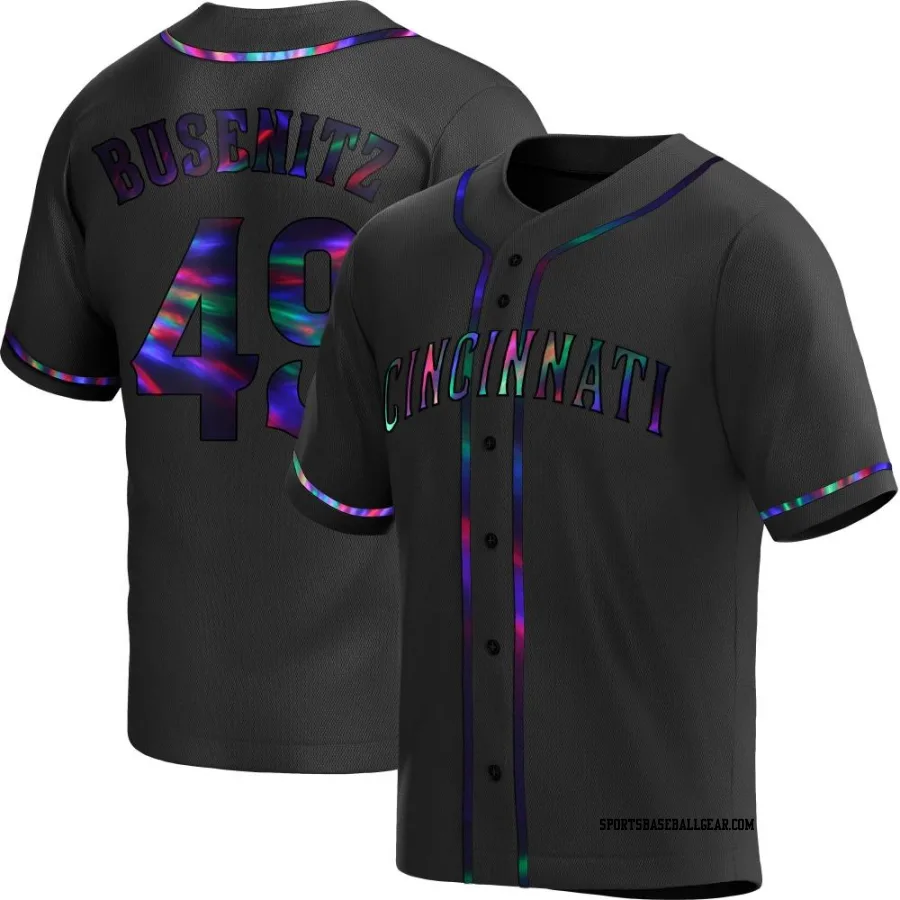 Alan Busenitz Men's Cincinnati Reds Black Holographic Replica Alternate Jersey