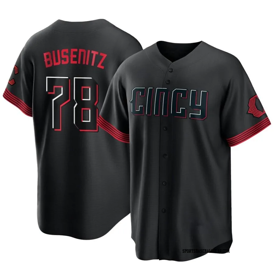 Alan Busenitz Men's Cincinnati Reds Black Replica 2023 City Connect Jersey