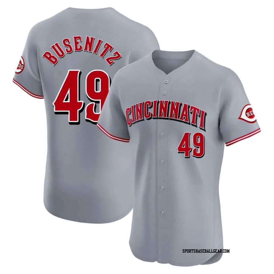 Alan Busenitz Men's Cincinnati Reds Gray Elite Road Jersey