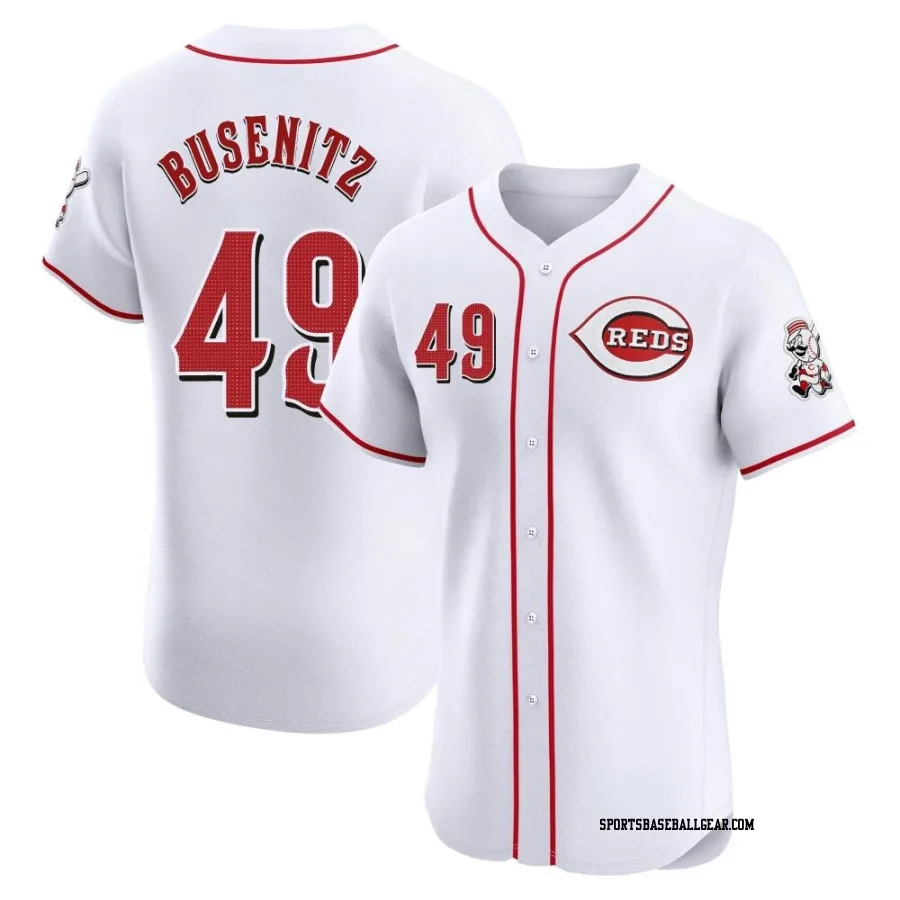 Alan Busenitz Men's Cincinnati Reds White Elite Home Jersey