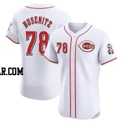 Alan Busenitz Men's Cincinnati Reds White Elite Home Patch Jersey