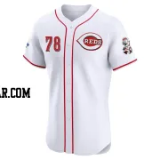 Alan Busenitz Men's Cincinnati Reds White Elite Home Patch Jersey