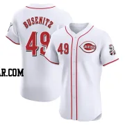 Alan Busenitz Men's Cincinnati Reds White Elite Home Patch Jersey