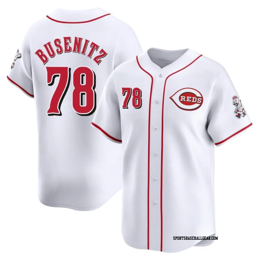 Alan Busenitz Men's Cincinnati Reds White Limited Home Jersey