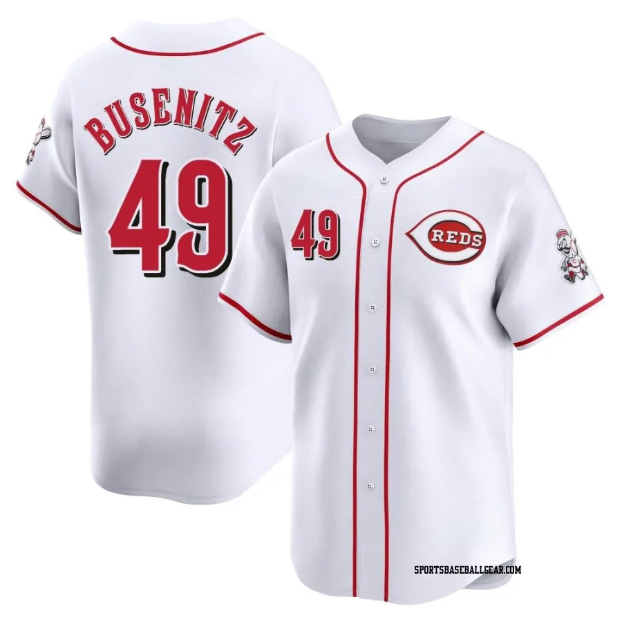 Alan Busenitz Men's Cincinnati Reds White Limited Home Jersey