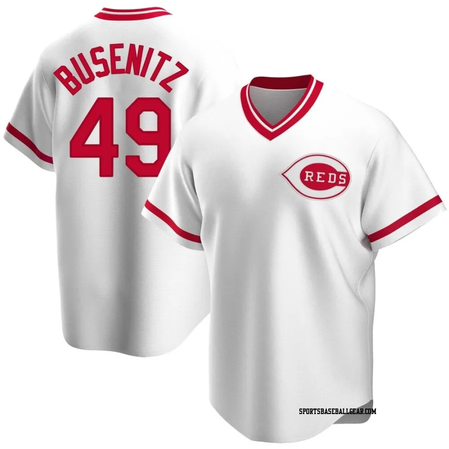 Alan Busenitz Men's Cincinnati Reds White Replica Home Cooperstown Collection Jersey