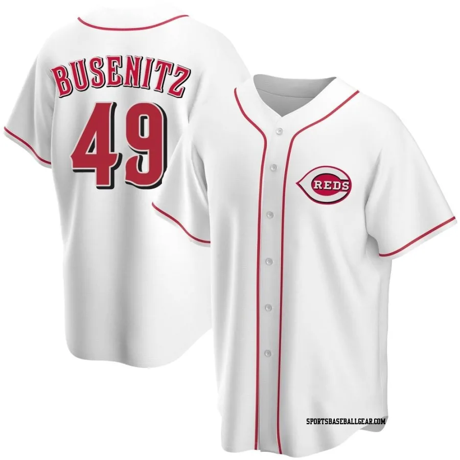 Alan Busenitz Men's Cincinnati Reds White Replica Home Jersey