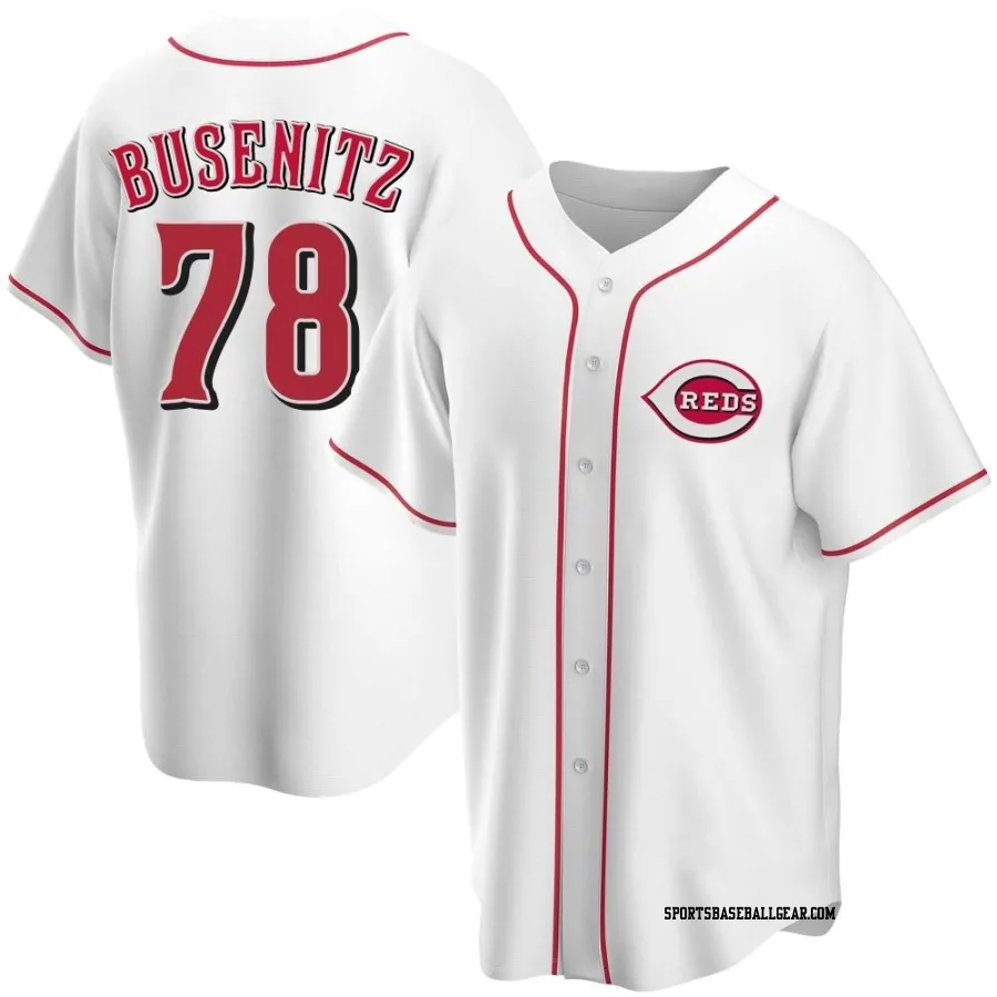 Alan Busenitz Men's Cincinnati Reds White Replica Home Jersey