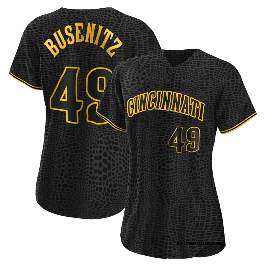 Alan Busenitz Women's Cincinnati Reds Black Authentic Snake Skin City Jersey