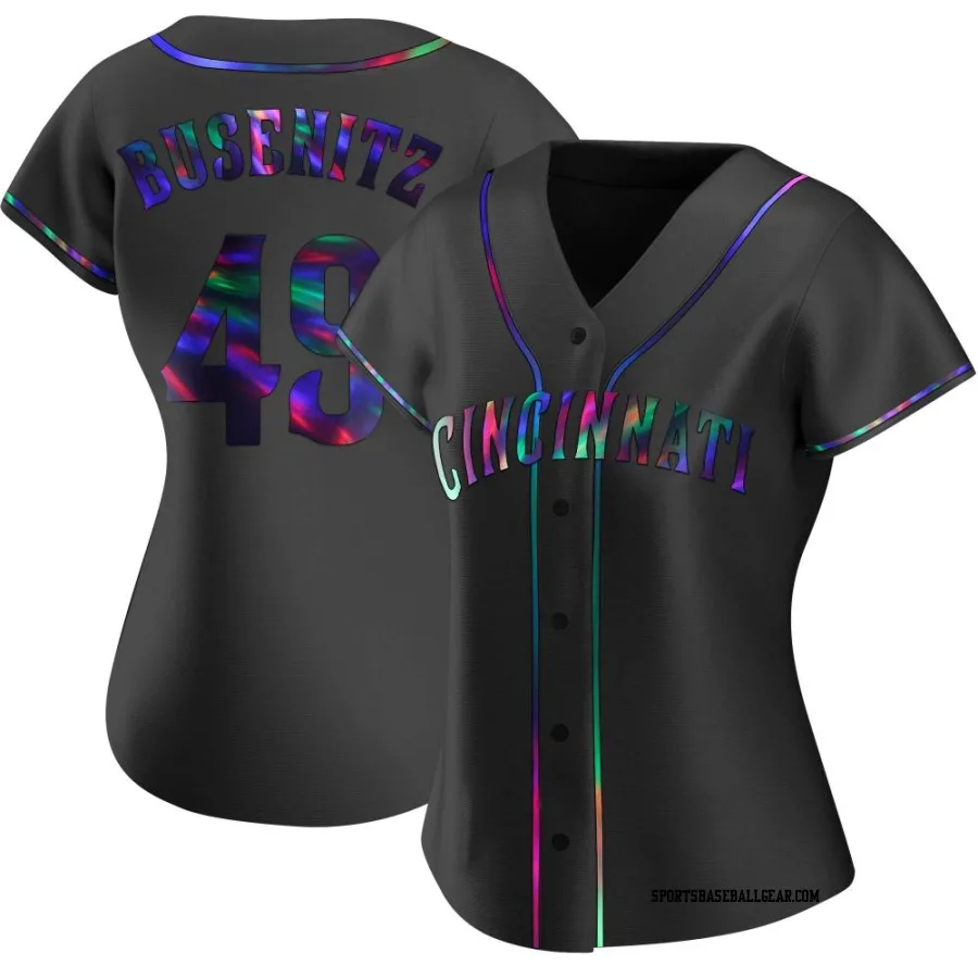 Alan Busenitz Women's Cincinnati Reds Black Holographic Replica Alternate Jersey