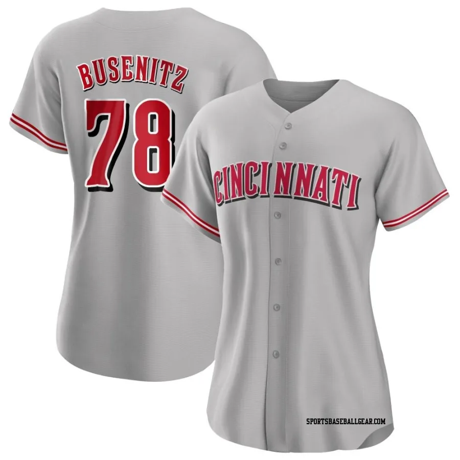 Alan Busenitz Women's Cincinnati Reds Gray Replica Road Jersey