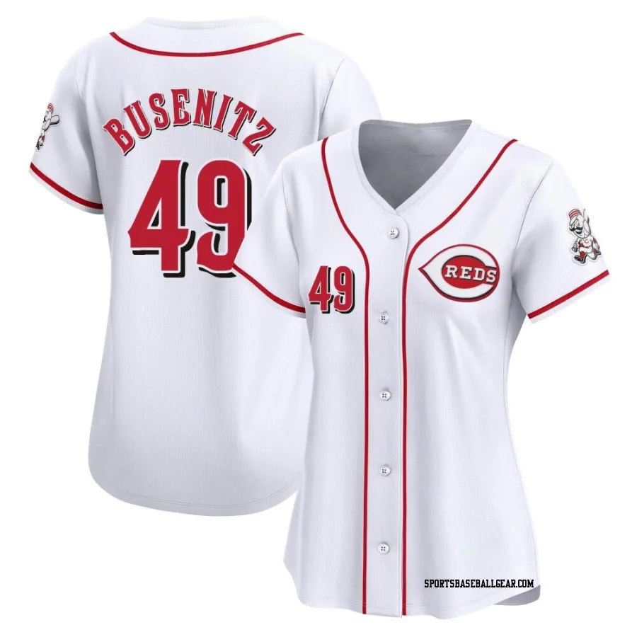 Alan Busenitz Women's Cincinnati Reds White Limited Home Jersey